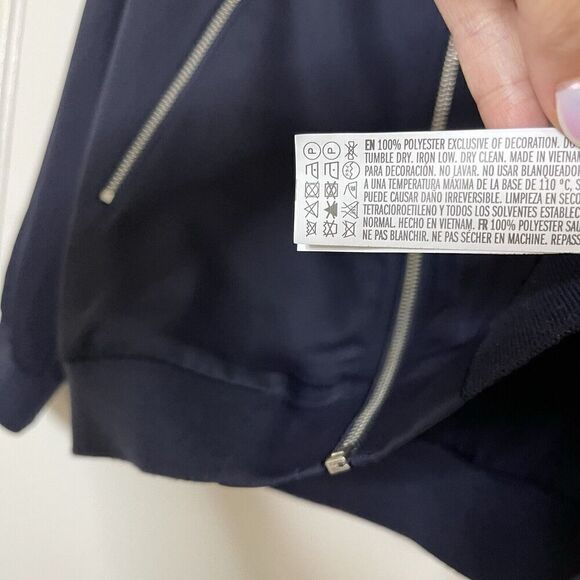 Forever 21 navy blue full zip bomber jacket size medium - Picture 3 of 5